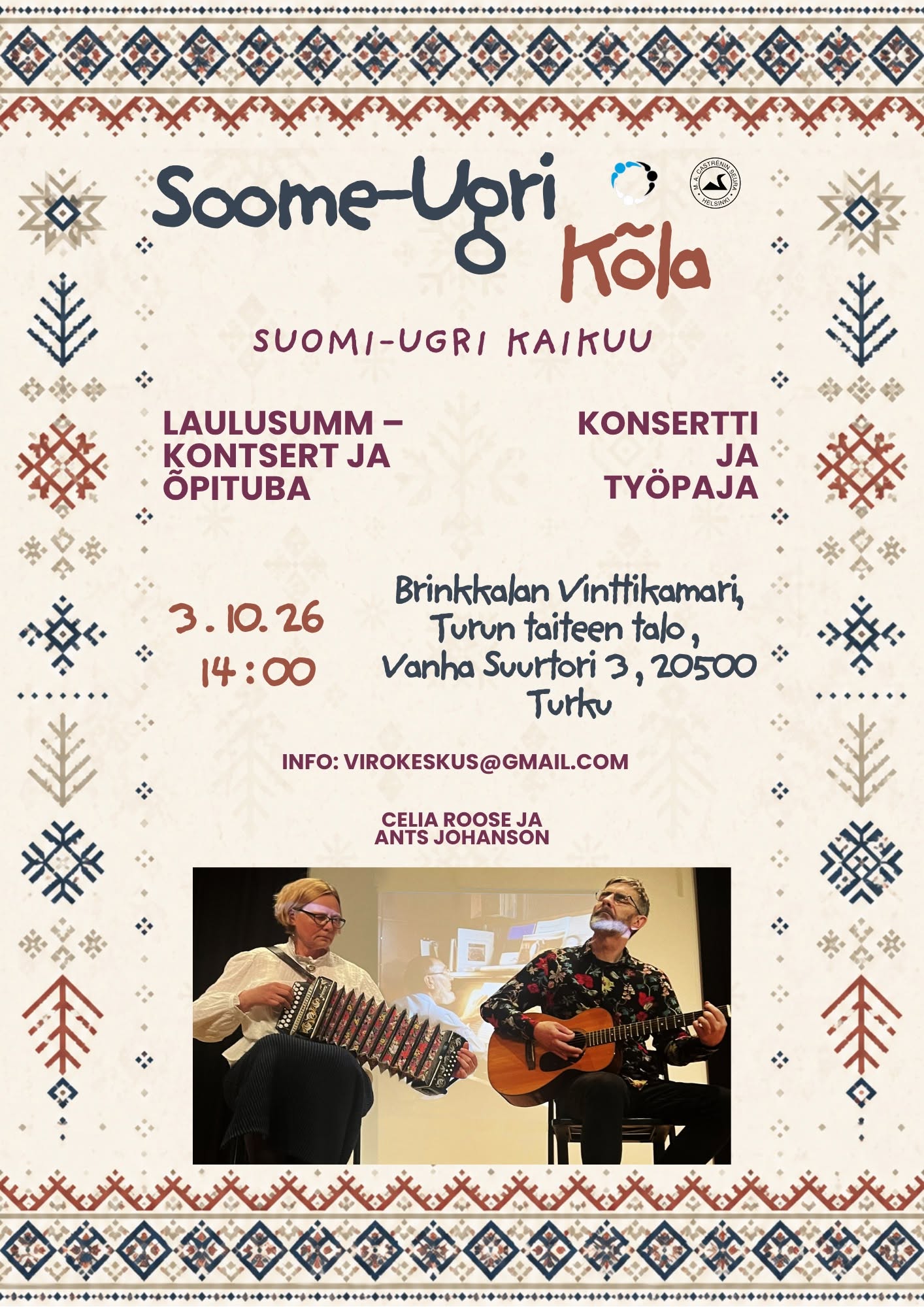 Suomi-Ugri kaikuu -konsertti ja laulusumm – Taiteen talo, Turku